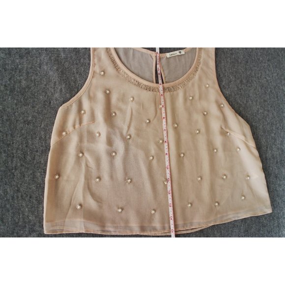 Soprano Pink Embellished Beaded Crop Tank Top Sz M - Picture 3 of 4